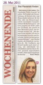 Artikel über Joyprise.de im Hennefer Wochenende (Mai 2011)